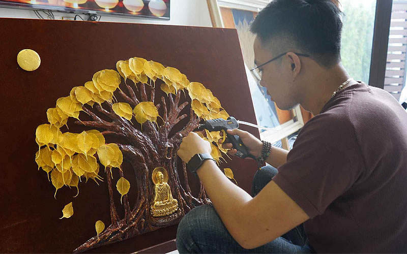 tranh lá bồ đề